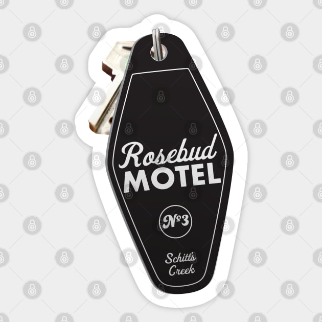 Schitt's Creek Rosebud Motel Key Tag, Retro design in black Sticker by YourGoods